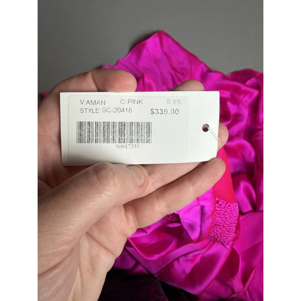 Amanda Uprichard Amalia Silk Gown Pink XS Ruffle High Low Dress